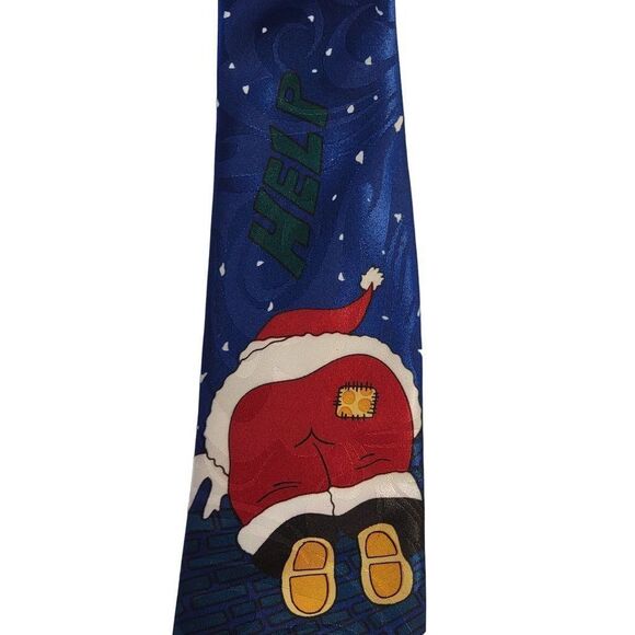 Christmas Necktie Tie Mens 59 3.5 Santa Multicolor Chimney Holiday Party Office - Picture 3 of 8